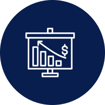 Declining financial chart with dollar symbol icon.